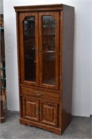 Display Cabinet w/3 Glass Shelves,1 Drawer and