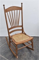 Vintage Oak  Short Rocking Chair w Cane Seat