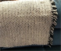 New Handmade Beige with fringe, made w/ large yarn