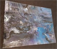 Moonlit Waters  Acrylic Pour 12x16