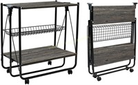 Foldable Serving Cart 835-Gy Rustic