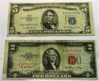 1953 $5 and $2 Silver Certificates