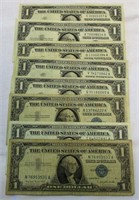 Lot of 8 1957 $1 Silver Certificates