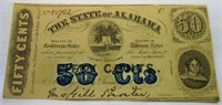 Alabama Confederate 50¢ Fractional Currency Note