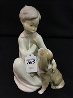 Porcelain Figurine Chilld w. Dog Made in Spain w