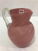 Pink Swirl Glass Pitcher (8 Inches Tall)
