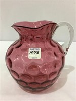 Cranberry Thumbprint Pitcher (7 1/4 Inches Tall)