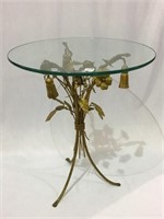 Sm. Ornate Floral Design Metal Pedestal Round
