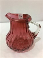 Cranberry Glass Pitcher (7 1/2 Inches Tall)