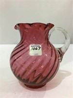 Cranberry Swirl Design Pitcher (6 1/2 Inches Tall