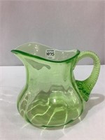 Green Vaseline Glass Pitcher (6 1/2 Inches Tall)
