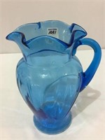 Blue Glass Pitcher (10 Inches Tall)