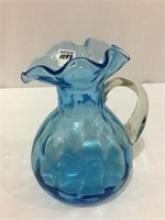 Blue Ruffled Edge Pitcher (8 1/2 Inches)
