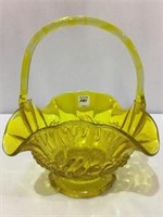Yellow Fruit Design Glass Handled Basket