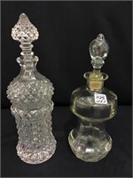 Lot of 2 Glass Decanters w/ Stoppers