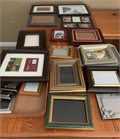 Assortment of picture frames.