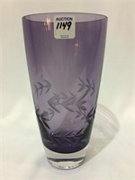 Very Nice Amethyst  Etched Glass Vase