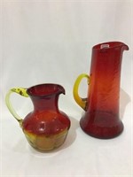 Lot of 2 Red Amberina Pitchers