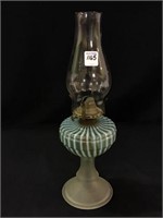 Art Glass Kerosene Lamp w/ Satin Glass Base