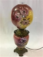 Electrified Floral Painted Dbl Globe Lamp