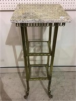 Heavy Tall Brass Claw Foot Marble Top Stand
