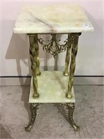 Heavy Ornate Brass & Marble Stand