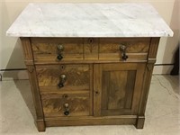 White Marble Top Commode w/ Tear Drop