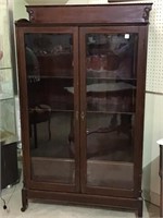 Wood Glass Doored Bookcase Cabinet