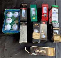 Several boxes of mostly new golf balls.