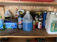 Lg.  Assortment of garage fluids, garden chemicals