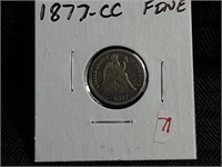 1877CC SEATED DIME FINE