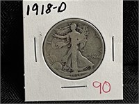 1918D WALKING LIBERTY HALF DOLLAR