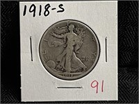 1918S WALKING LIBERTY HALF DOLLAR