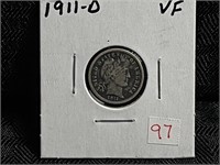 1911D BARBER DIME VF