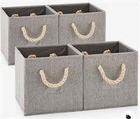 Set of 4 Storage Cube Bins with Rope Handle