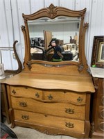 ANTIQUE OAK DRESSER WITH MIRROR