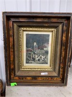 ANTIQUE FRAMED HUNTER OF OLDEN TIME