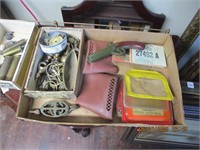 Box Lot of Misc.-Rifle Butt Covers,Brass Items,
