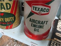 Texaco Aircraft Engine Oil Can & 1 Valvoline Full