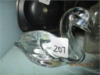 Glass Swan Paperweight & Easton, Md. Bottle