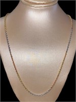 10kt Gold 20.5" Tri Color Rope Chain