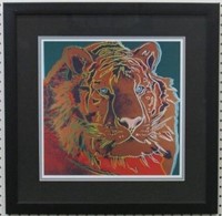 Tiger Print Plate Signed By Andy Warhol