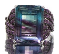 Emerald Cut 22.55 ct Bi-Color Spinel Cocktail Ring