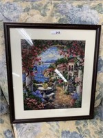 FRAMED NEEDLE POINT FLOWERS AROUND ITALY