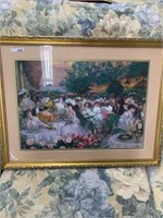 FRAMED NEEDLEPOINT LADIES LUNCHEON