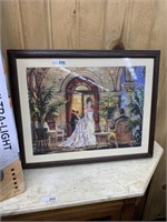 FRAMED NEEDLE POINT VICTORIAN LADY