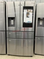 Samsung French door refrigerator with screen.