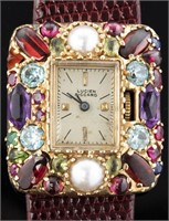 Lucien Piccard 14K Gemstone & Pearl Ladies' Watch