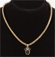 18K Yellow Gold Necklace w 14K Labradorite Pendant