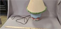 Painted Crock Lamp With Shade - Tested and Works